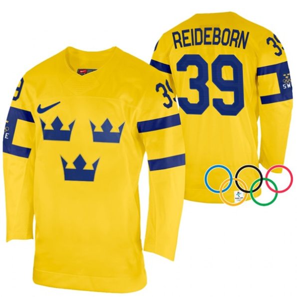 Adam-Reideborn-Sweden-Hockey-2022-Winter-Olympics-Yellow-Home-Jersey