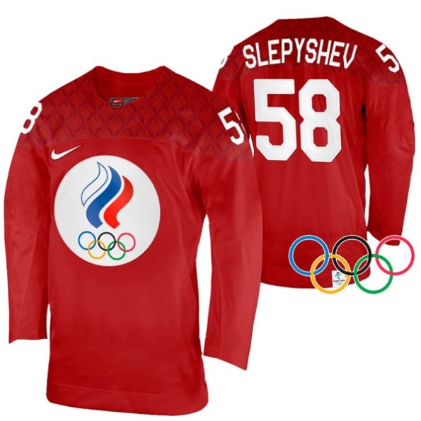 Anton-Slepyshev-Russia-Hockey-2022-Winter-Olympics-Red-Home-Jersey
