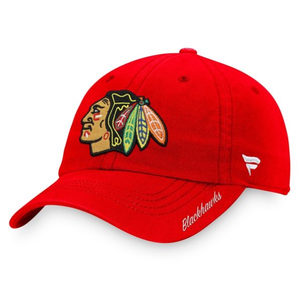 Chicago-Blackhawks-Fanatics-Branded-Dam-Core-Primary-Logo-Justerbar-Keps-Rod.1