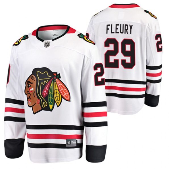 Chicago-Blackhawks-Marc-Andre-Fleury-2021-Jersey-White-Away-Player-2021-Trade-Jersey