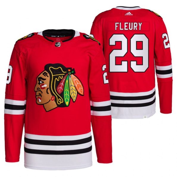 Chicago-Blackhawks-NO.29-Marc-Andre-Fleury-Home-Red-Jersey-2021-22-Primegreen-Authentic