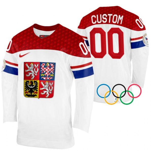 Custom-Czech-Republic-Hockey-2022-Winter-Olympics-White-Home-Jersey