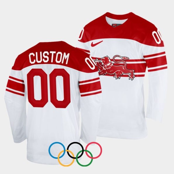 Custom-Denmark-Hockey-2022-Winter-Olympics-Home-Jersey-White