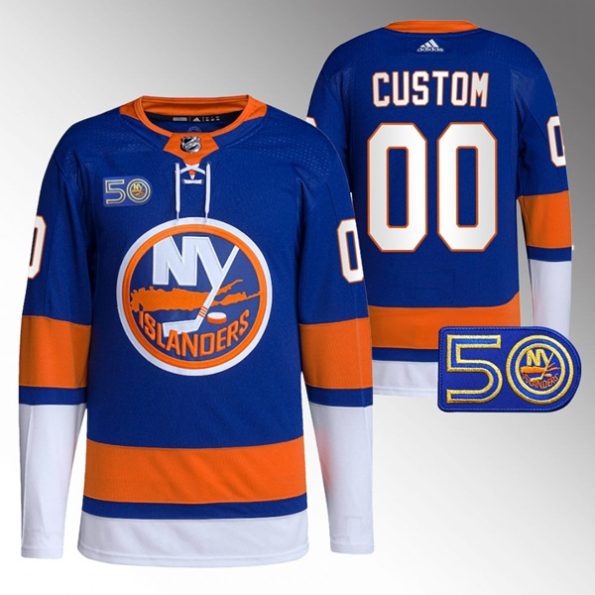 Custom-New-York-Islanders-50th-Anniversary-Royal-NO.00-Primegreen-Authentic-Jersey