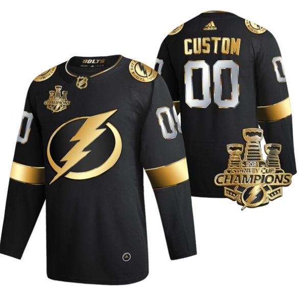 Custom-Tampa-Bay-Lightning-3x-Stanley-Cup-Champions-Black-NO.00-Jersey-Golden-Authentic