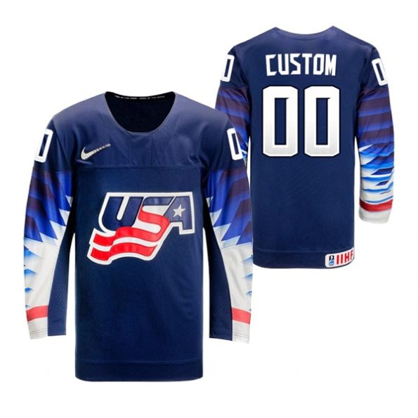 Custom-USA-2021-IIHF-World-Championship-Navy-Away-Jersey