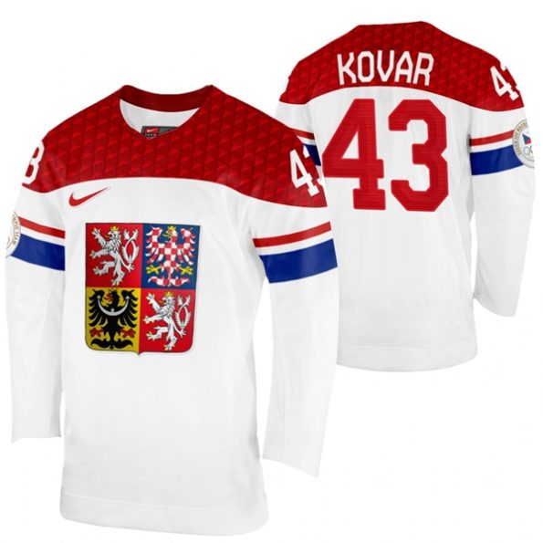 Czech-Republic-Hockey-Jan-Kovar-2022-Winter-Olympics-White-Home-Jersey