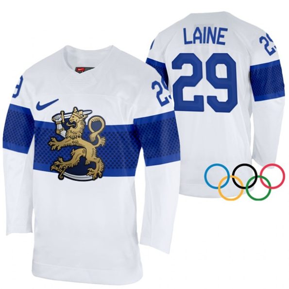 Finland-Hockey-Patrik-Laine-2022-Winter-Olympics-White-Home-Jersey
