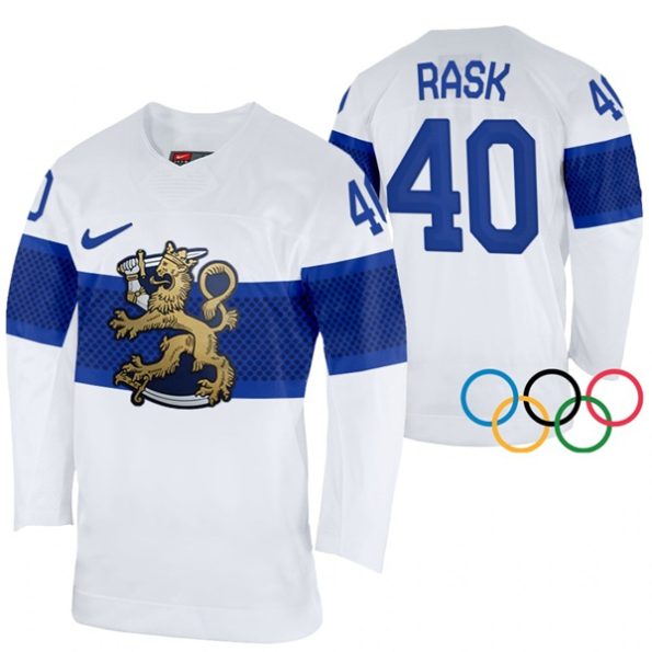 Finland-Hockey-Tuukka-Rask-2022-Winter-Olympics-White-Home-Jersey