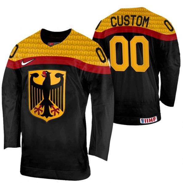 Germany-Hockey-Custom-2022-IIHF-World-Championship-Black-Away-Jersey