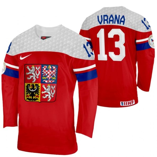 Jakub-Vrana-Czech-Republic-Hockey-2022-IIHF-World-Championship-Red-Away-Jersey