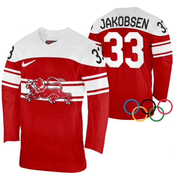 Julian-Jakobsen-Denmark-Hockey-2022-Winter-Olympics-Red-Away-Jersey