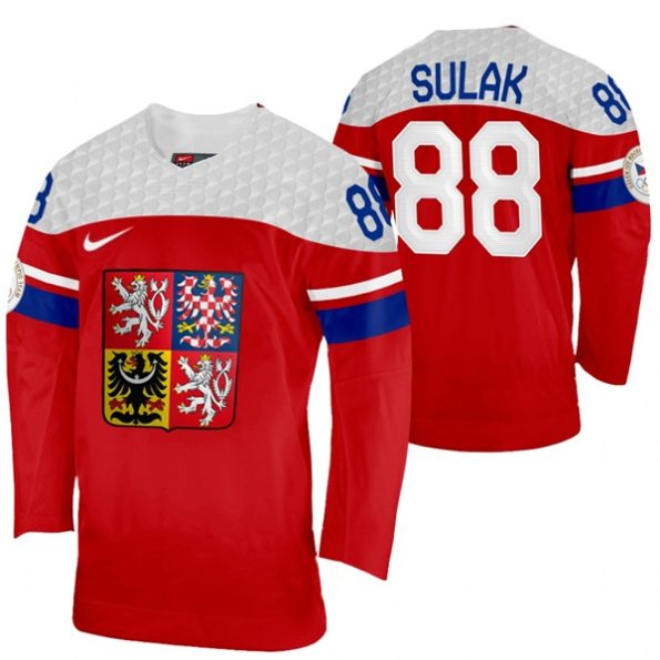 Libor-Sulak-Czech-Republic-Hockey-2022-Winter-Olympics-Red-Away-Jersey