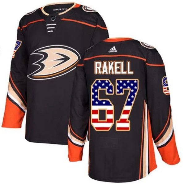 Men-s-Anaheim-Ducks-Rickard-Rakell-67-Black-USA-Flag-Fashion-Authentic
