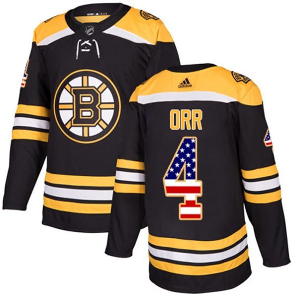 Men-s-Boston-Bruins-Bobby-Orr-NO.4-Authentic-Black-USA-Flag-Fashion