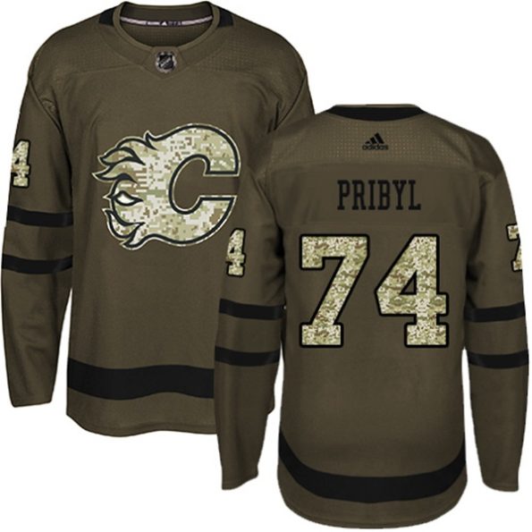 Men-s-Calgary-Flames-Daniel-Pribyl-NO.74-Authentic-Green-Salute-to-Service