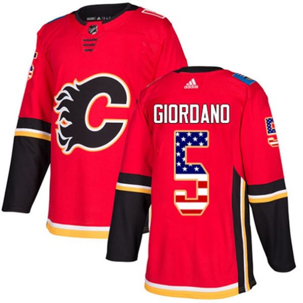Men-s-Calgary-Flames-Mark-Giordano-NO.5-Authentic-Red-USA-Flag-Fashion