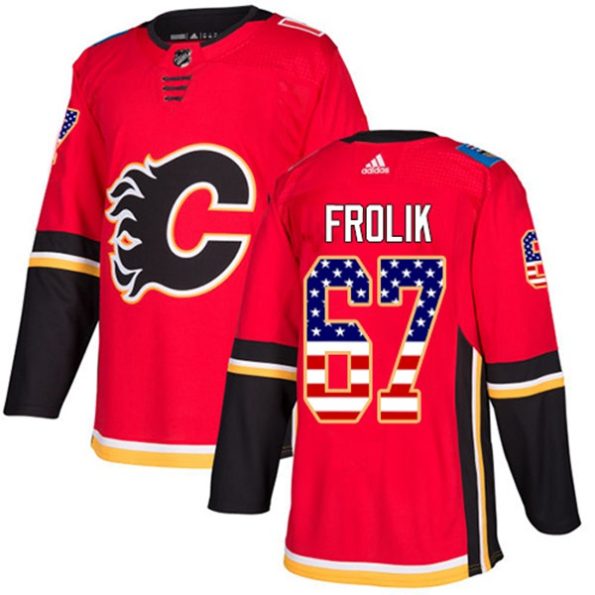 Men-s-Calgary-Flames-Michael-Frolik-NO.67-Authentic-Red-USA-Flag-Fashion