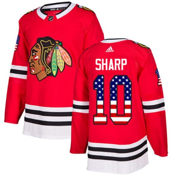 Men-s-Chicago-Blackhawks-Patrick-Sharp-NO.10-Authentic-Red-USA-Flag-Fashion