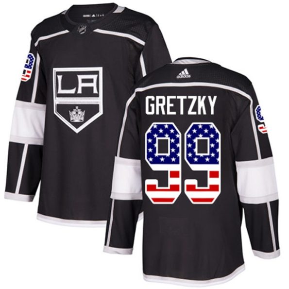 Men-s-Los-Angeles-Kings-Wayne-Gretzky-NO.99-Authentic-Black-USA-Flag-Fashion