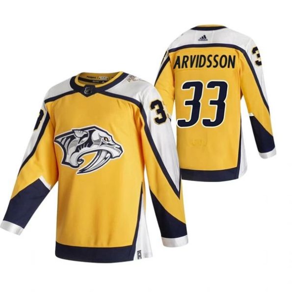 Men-s-Nashville-Predators-Viktor-Arvidsson-33-2022-Reverse-Retro-Yellow-Authentic