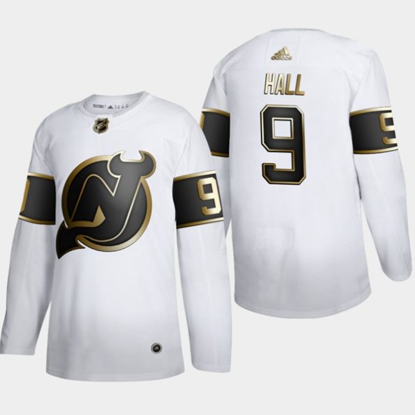 Men-s-New-Jersey-Devils-Taylor-Hall-NO.9-Golden-Edition-White-Authentic