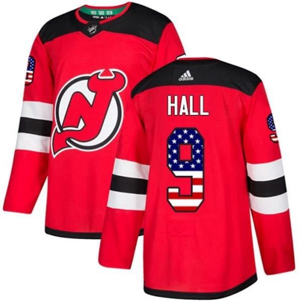Men-s-New-Jersey-Devils-Taylor-Hall-NO.9-Red-USA-Flag-Fashion-Authentic