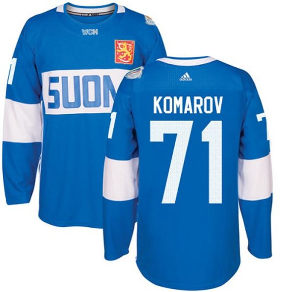Men-s-Team-Finland-NO.71-Leo-Komarov-Authentic-Blue-Away-2016-World-Cup-of-Hockey
