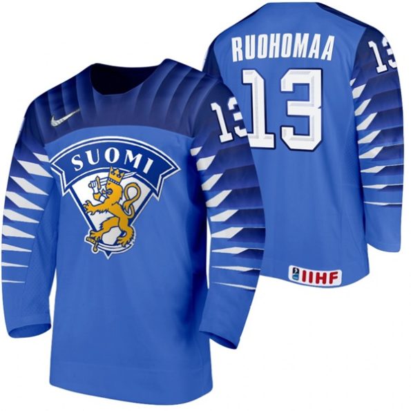 Mikael-Ruohomaa-Finland-2021-IIHF-World-Championship-Blue-Away-Jersey