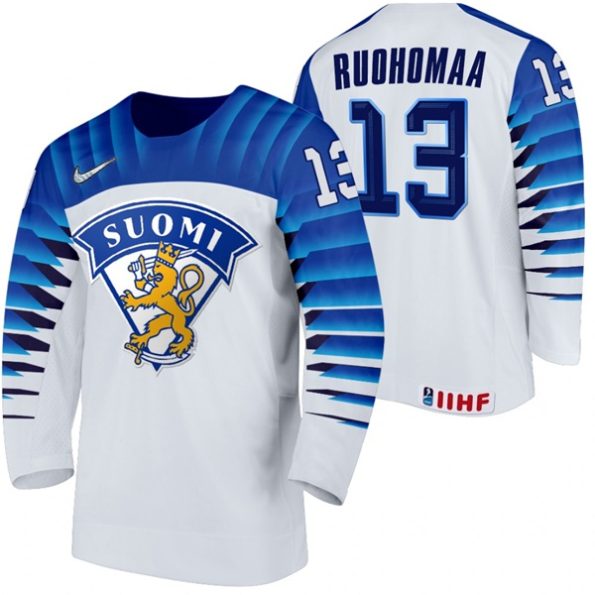 Mikael-Ruohomaa-Finland-Team-2021-IIHF-World-Championship-White-Home-Jersey
