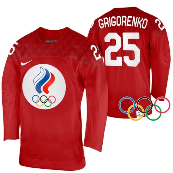 Mikhail-Grigorenko-Russia-Hockey-2022-Winter-Olympics-Red-Home-Jersey