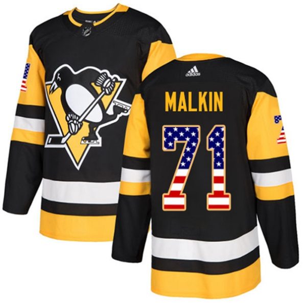 NHL-Evgeni-Malkin-Authentic-Men-s-Black-Jersey-Pittsburgh-Penguins-NO.71-USA-Flag-Fashion