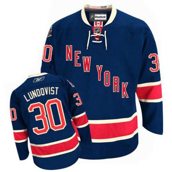 NHL-Henrik-Lundqvist-Authentic-Men-s-Navy-Blue-Jersey-Reebok-New-York-Rangers-NO.30-Third