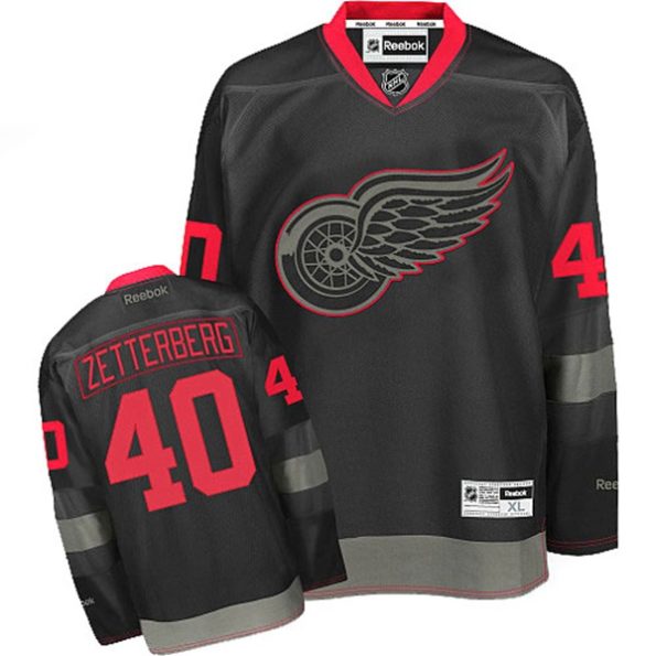 NHL-Henrik-Zetterberg-Authentic-Men-s-Black-Ice-Jersey-Reebok-Detroit-Red-Wings-NO.40
