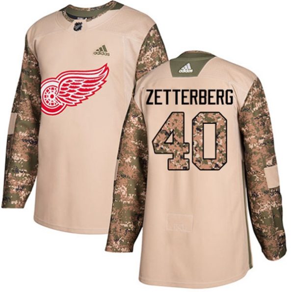 NHL-Henrik-Zetterberg-Authentic-Men-s-Camo-Jersey-Detroit-Red-Wings-NO.40-Veterans-Day-Practice