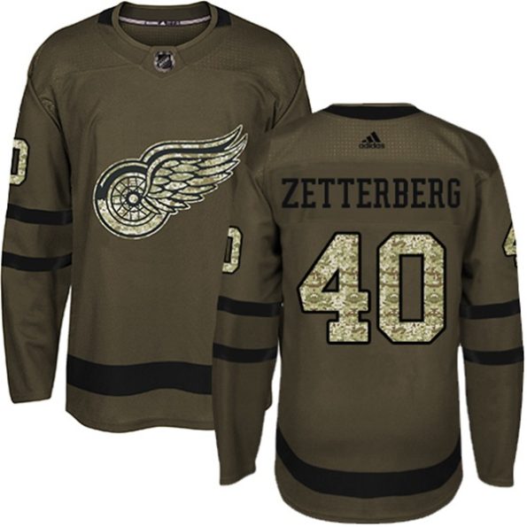 NHL-Henrik-Zetterberg-Authentic-Men-s-Green-Jersey-Detroit-Red-Wings-NO.40-Salute-to-Service