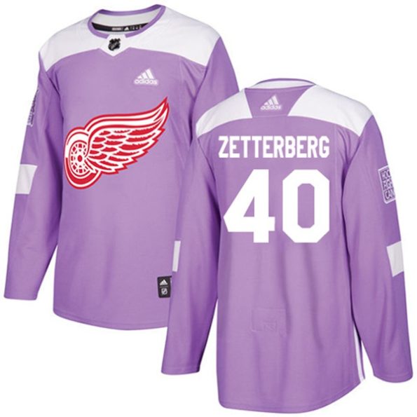 NHL-Henrik-Zetterberg-Authentic-Men-s-Purple-Jersey-Detroit-Red-Wings-NO.40-Fights-Cancer-Practice