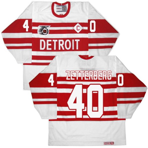 NHL-Henrik-Zetterberg-Authentic-Throwback-Men-s-White-Jersey-CCM-Detroit-Red-Wings-NO.40-75TH