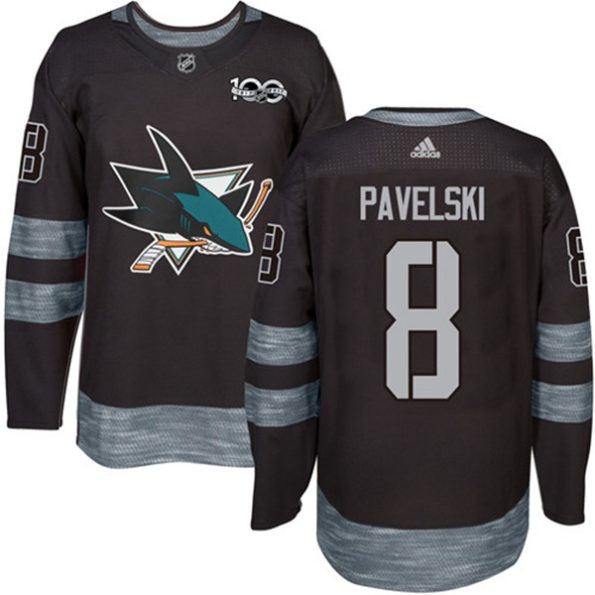 NHL-Joe-Pavelski-Authentic-Men-s-Black-Jersey-San-Jose-Sharks-NO.8-1917-2017-100th-Anniversary