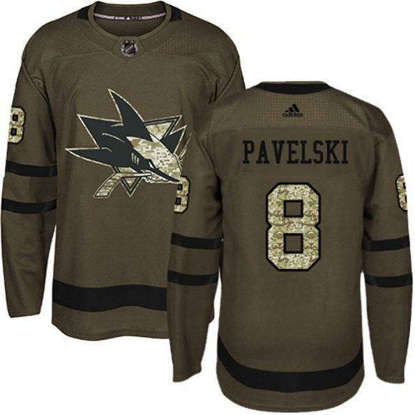 NHL-Joe-Pavelski-Authentic-Men-s-Green-Jersey-San-Jose-Sharks-NO.8-Salute-to-Service