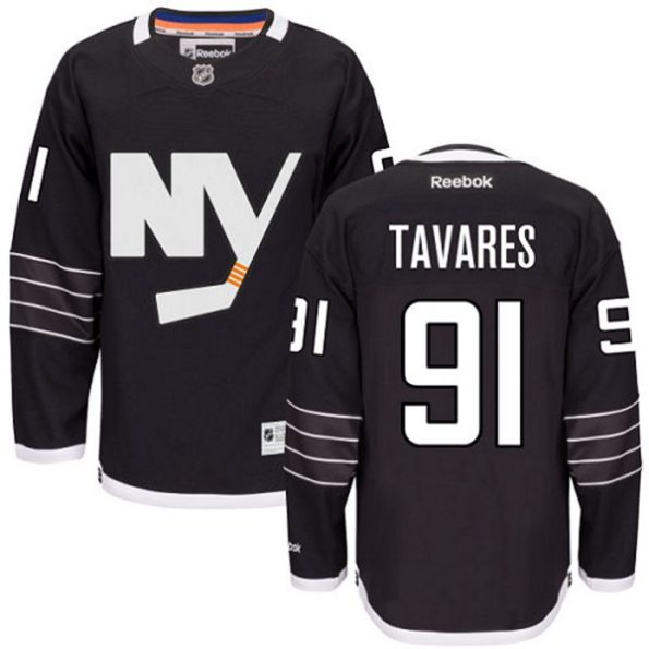 NHL-John-Tavares-Authentic-Men-s-Black-Jersey-Reebok-New-York-Islanders-NO.91-Third