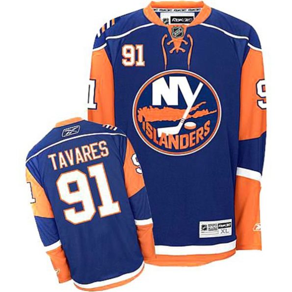 NHL-John-Tavares-Authentic-Men-s-Navy-Blue-Jersey-Reebok-New-York-Islanders-NO.91