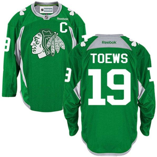 NHL-Jonathan-Toews-Authentic-Men-s-Green-Jersey-Reebok-Chicago-Blackhawks-NO.19-Practice