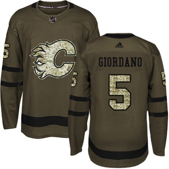NHL-Mark-Giordano-Authentic-Men-s-Green-Jersey-Calgary-Flames-NO.5-Salute-to-Service