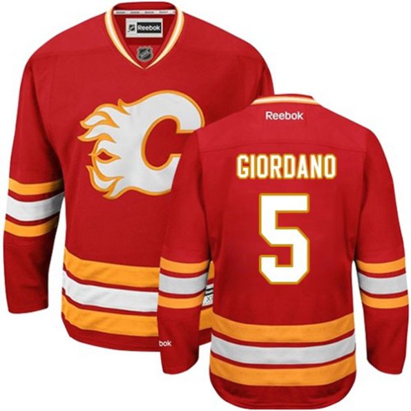 NHL-Mark-Giordano-Authentic-Men-s-Red-Jersey-Reebok-Calgary-Flames-NO.5-Third