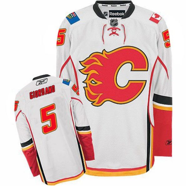 NHL-Mark-Giordano-Authentic-Men-s-White-Jersey-Reebok-Calgary-Flames-NO.5-Away