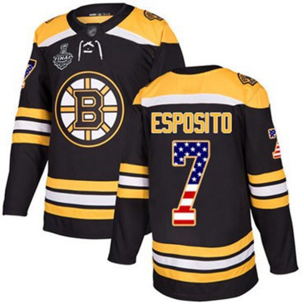 NHL-Men-s-BruinsNO.7-Phil-Esposito-Black-Home-USA-Flag-2019-Stanley-Cup
