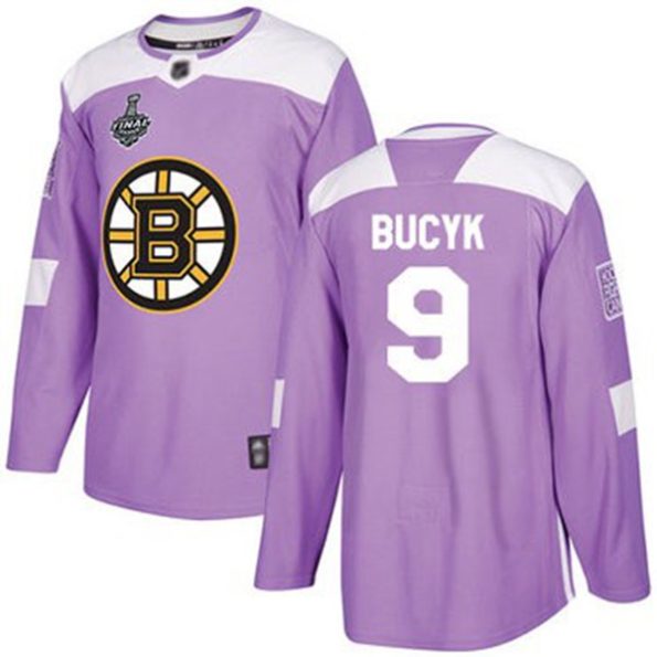 NHL-Men-s-BruinsNO.9-Johnny-Bucyk-Purple-Fights-Cancer-2019-Stanley-Cup