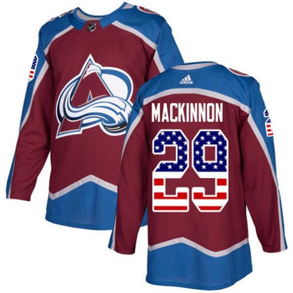 NHL-Nathan-MacKinnon-Authentic-Men-s-Burgundy-Red-Jersey-Colorado-Avalanche-NO.29-USA-Flag-Fashion