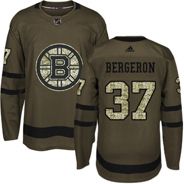 NHL-Patrice-Bergeron-Authentic-Men-s-Green-Jersey-Boston-Bruins-NO.37-Salute-to-Service
